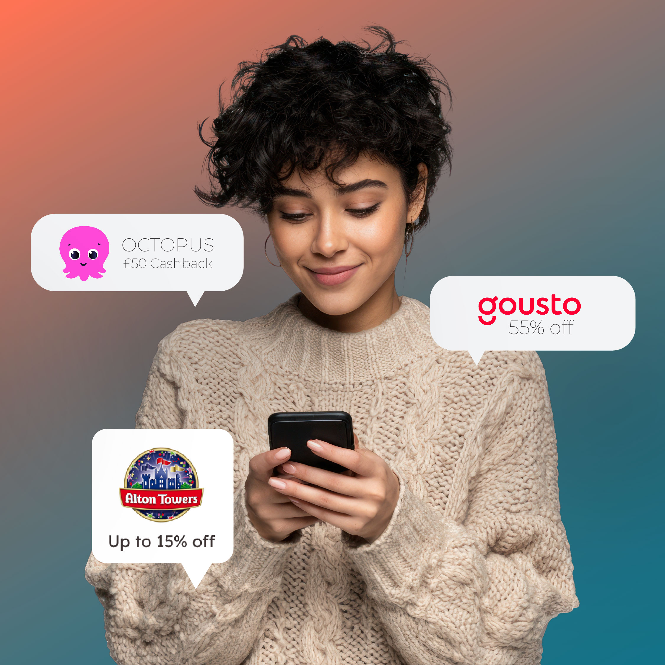 Tenant using Rent Rewards offers on her phone